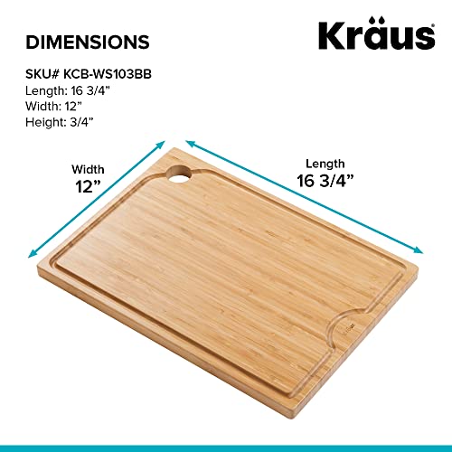 KRAUS Kore Solid Bamboo Cutting Board for Workstation Kitchen Sink (16 3/4 in. x 12 in.), KCB-WS103BB