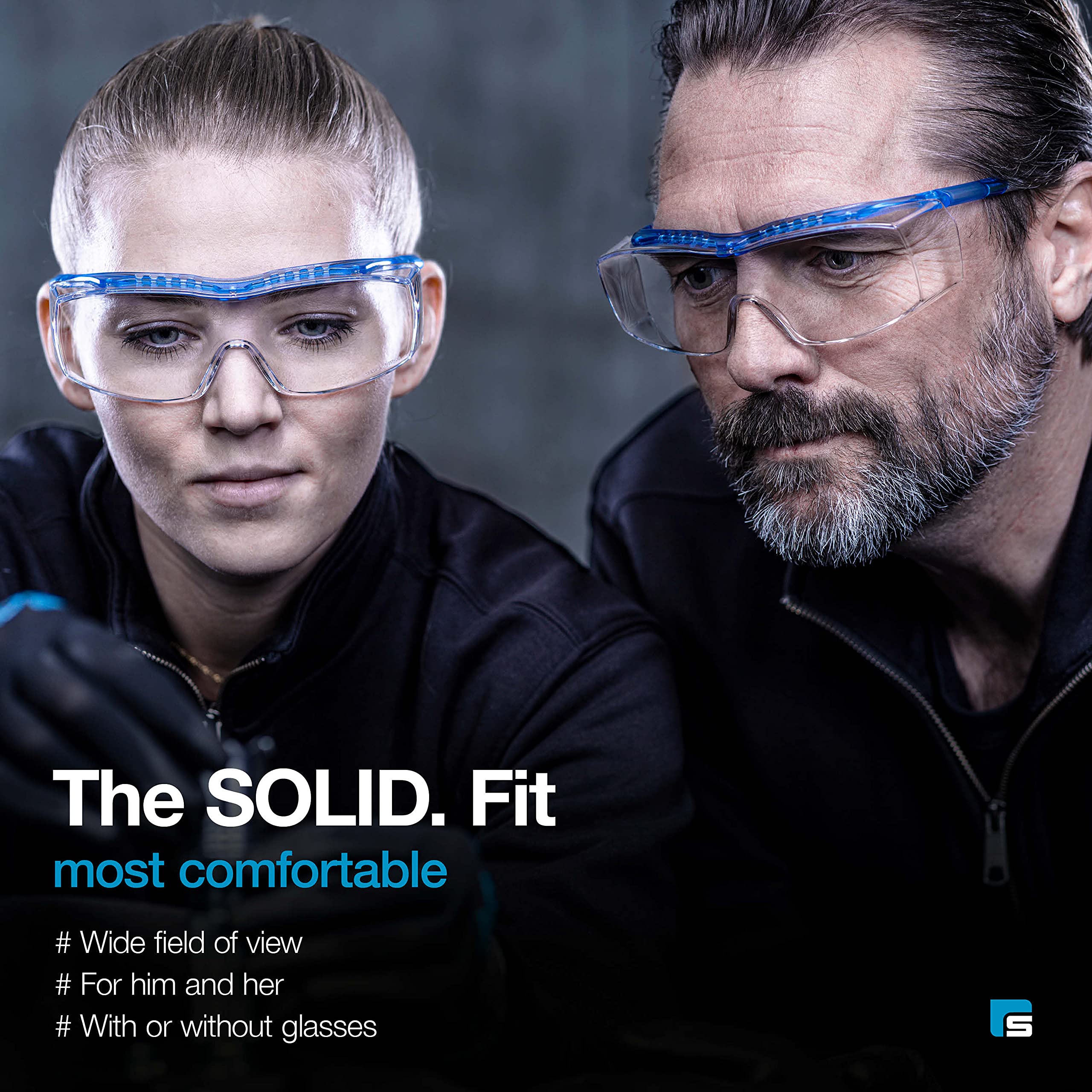 SolidWork Safety Glasses Clear Lens with Side Shields, Anti Fog, Anti Scratch, Anti-Glare, Protective Eyewear for Men & Women