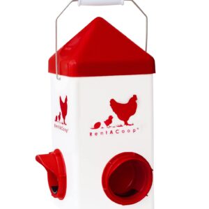 RentACoop Chick2Chicken 5lb 2-Port Feeder - Includes Anti-Roost Lid and Slider Port Covers - Suitable for Quail, Pigeons, Doves, Chicks, and Adult Chickens