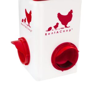 RentACoop Chick2Chicken 5lb 2-Port Feeder - Includes Anti-Roost Lid and Slider Port Covers - Suitable for Quail, Pigeons, Doves, Chicks, and Adult Chickens