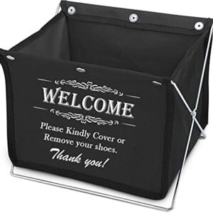 Foldable Fabric Storage Box for Disposable Shoe Covers or Booties (Includes 10 Pairs of Shoe Covers)! Great for Realtor Listings and Open Houses. Ideal for Realtors, Contractors, Painters! (Black)