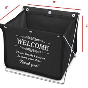 Foldable Fabric Storage Box for Disposable Shoe Covers or Booties (Includes 10 Pairs of Shoe Covers)! Great for Realtor Listings and Open Houses. Ideal for Realtors, Contractors, Painters! (Black)