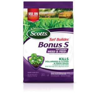 scotts turf builder bonus s southern weed & feedf2, weed killer and lawn fertilizer, 10,000 sq. ft., 34.48 lbs.