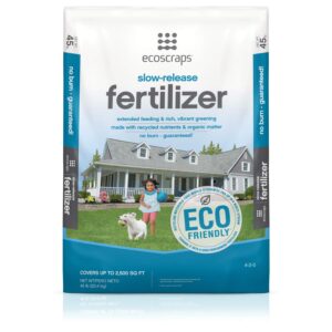 ecoscraps slow-release fertilizer, made with recycled nutrients and organic matter, covers up to 2,500 sq. ft., 45 lbs.