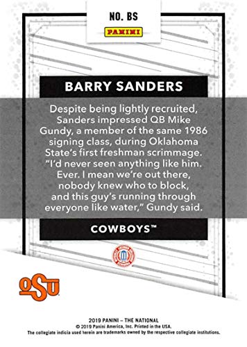 2019 Panini National Convention Silver Pack Set College MultiSport #BS Barry Sanders Oklahoma State Cowboys Official Sports Trading Card From Panini America