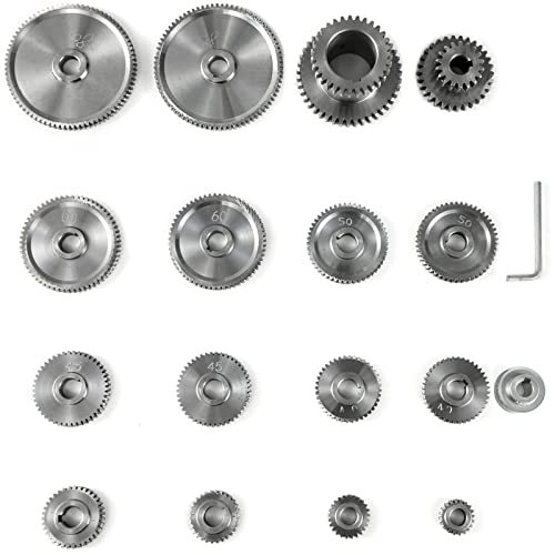 Mophorn 17pcs/Set CJ0618 Lathe Mini Lathe Gears Metal Cutting Machine Gears Lathe Gears Metal Exchange Gear (17pcs/Set)