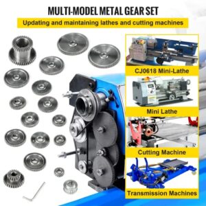 Mophorn 17pcs/Set CJ0618 Lathe Mini Lathe Gears Metal Cutting Machine Gears Lathe Gears Metal Exchange Gear (17pcs/Set)