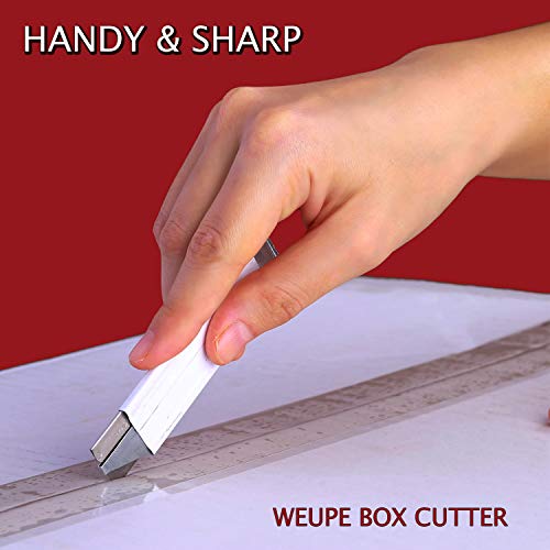 WEUPE Retractable Box Cutter, 12-Pack Metal Tap Knife Made in USA, Razor Blade Cardboard Opener, Lightweight Handy Utility Knife for Packages, Letters, Craft and Paper, Single Edge Razor Scraper