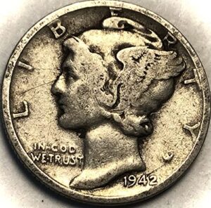 1942 p mercury silver dime seller fine