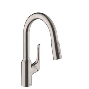 hansgrohe allegro n stainless steel bar kitchen faucet, kitchen faucets with pull down sprayer, faucet for kitchen sink, stainless steel optic 71844801