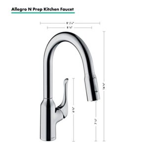 hansgrohe Allegro N Stainless Steel Bar Kitchen Faucet, Kitchen Faucets with Pull Down Sprayer, Faucet for Kitchen Sink, Stainless Steel Optic 71844801