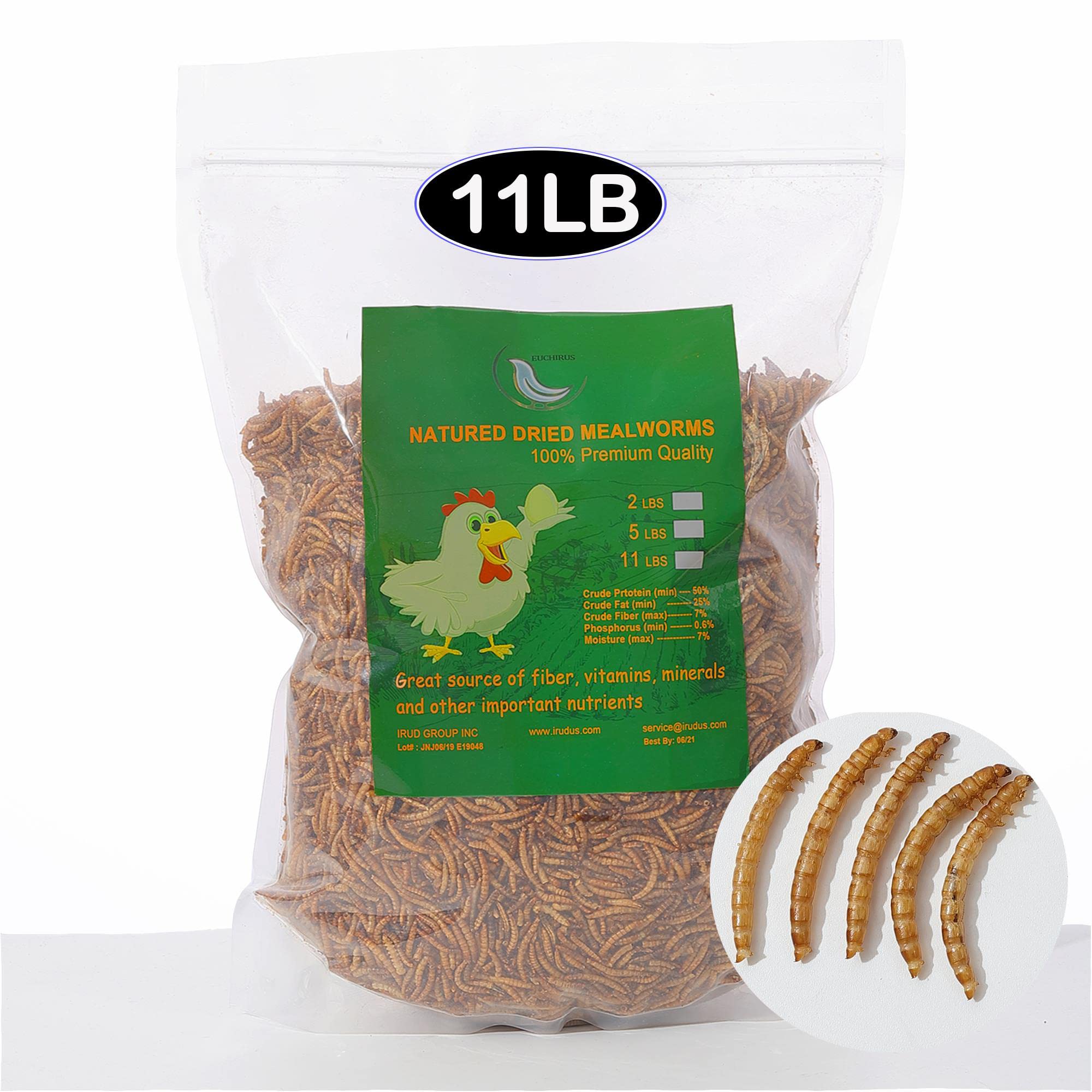 11 lbs Non-GMO Dried Mealworms for Wild Bird Chicken Fish,High-Protein,Large Meal Worms.