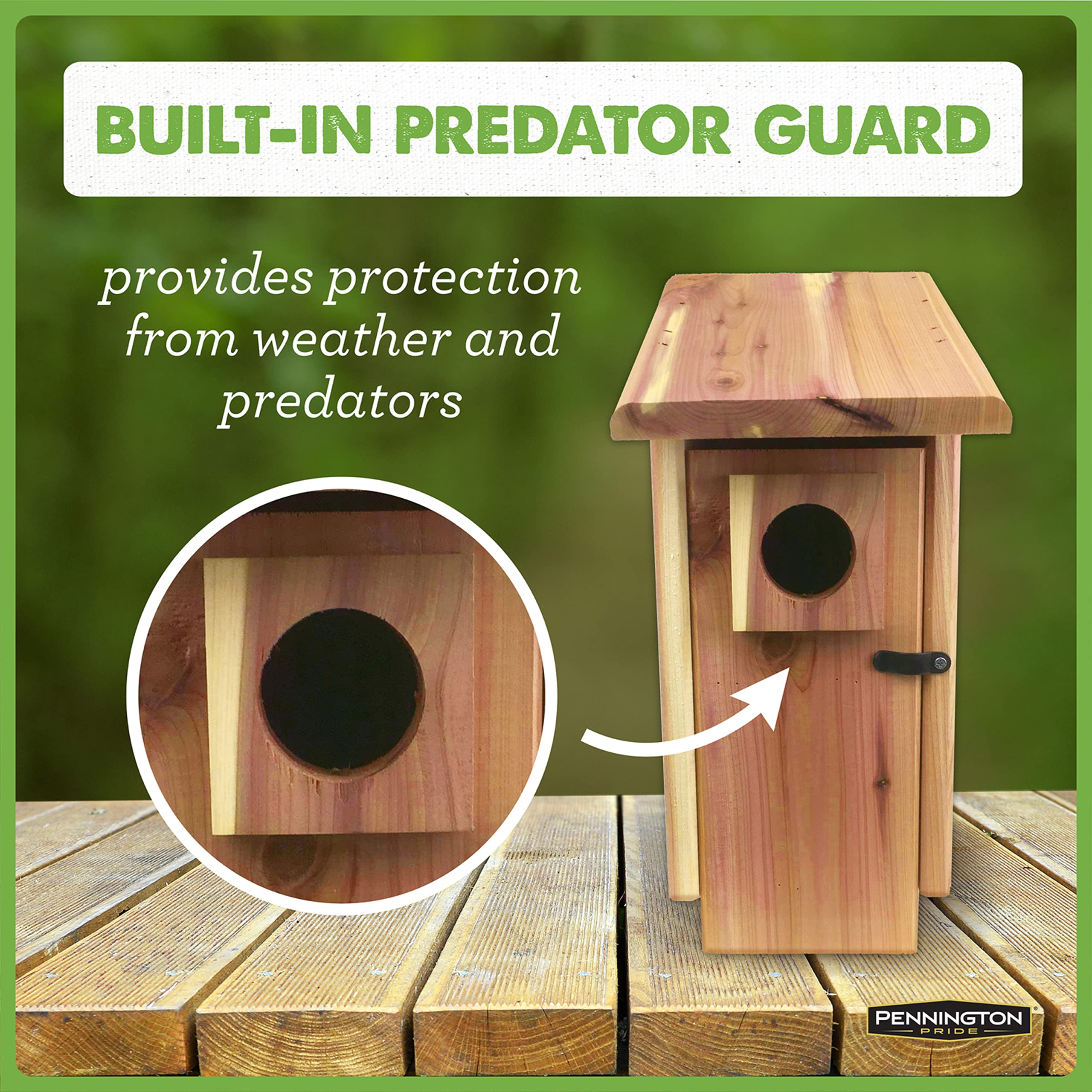 Pennington PRIDE CEDAR HOUSE W/PREDATOR GUARD Holds 1 Adult, 5 - 6 Babies