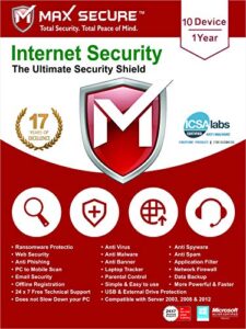 max secure software internet security for pc 2019 | antivirus | 10 device | 1 year [pc online code]