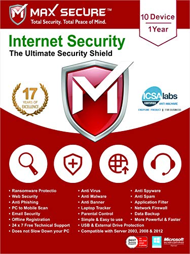 Max Secure Software Internet Security for PC 2019 | Antivirus | 10 Device | 1 Year [PC Online code]