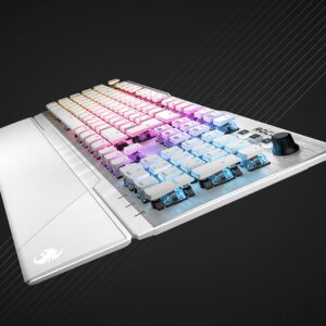 ROCCAT Vulcan 122 Mechanical PC Tactile Gaming Keyboard, Titan Switch, AIMO RGB Backlit Lighting Per Key, Detachable Palm/Wrist Rest, Anodized Aluminum Top Plate, Full Size, White/Silver