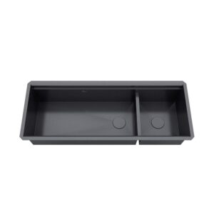 KINGSMAN ALL-IN-ONE Workstation 48 in. 16-Gauge Undermount Double Bowl Stainless Steel Kitchen Sink w/Build-in Ledge and Accessories (Galaxy Pearl Black)
