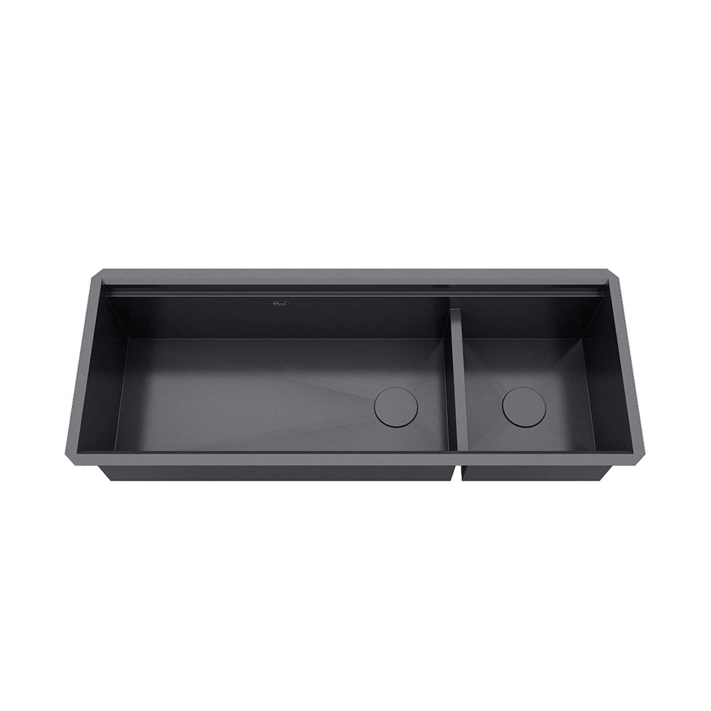 KINGSMAN ALL-IN-ONE Workstation 48 in. 16-Gauge Undermount Double Bowl Stainless Steel Kitchen Sink w/Build-in Ledge and Accessories (Galaxy Pearl Black)