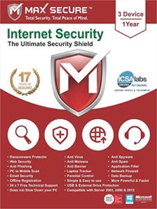 max secure software internet security for pc 2019 | antivirus | 3 device | 1 year [pc online code]