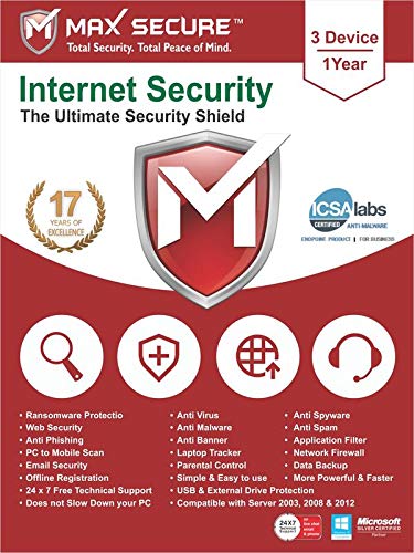 Max Secure Software Internet Security for PC 2019 | Antivirus | 3 Device | 1 Year [PC Online code]