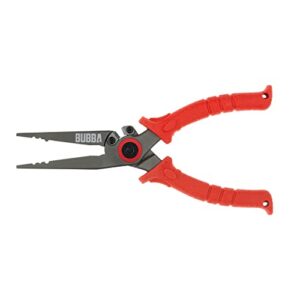 bubba 8.5" stainless steel pliers with non-slip handle, spring loaded with crimping tools and anvil cutters lanyard hole and sheath