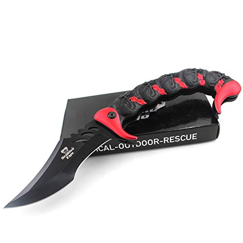 Snake Eye Everyday Carry Scorpion Style Ultra Smooth One Hand Opening Folding Pocket Knife - Ideal for Recreational Work Hiking Camping (Red)