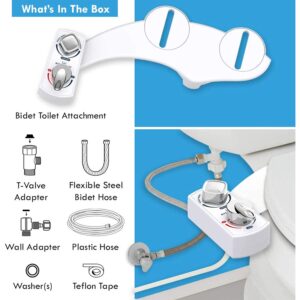 BUTT BUDDY Spa - Bidet Toilet Seat Attachment & Fresh Water Sprayer (Cool & Warm Temperature Control | Easy Setup, Universal Fit, Non-Electric | Dual-Nozzle Cleaning, Adjustable Pressure, Female Wash)