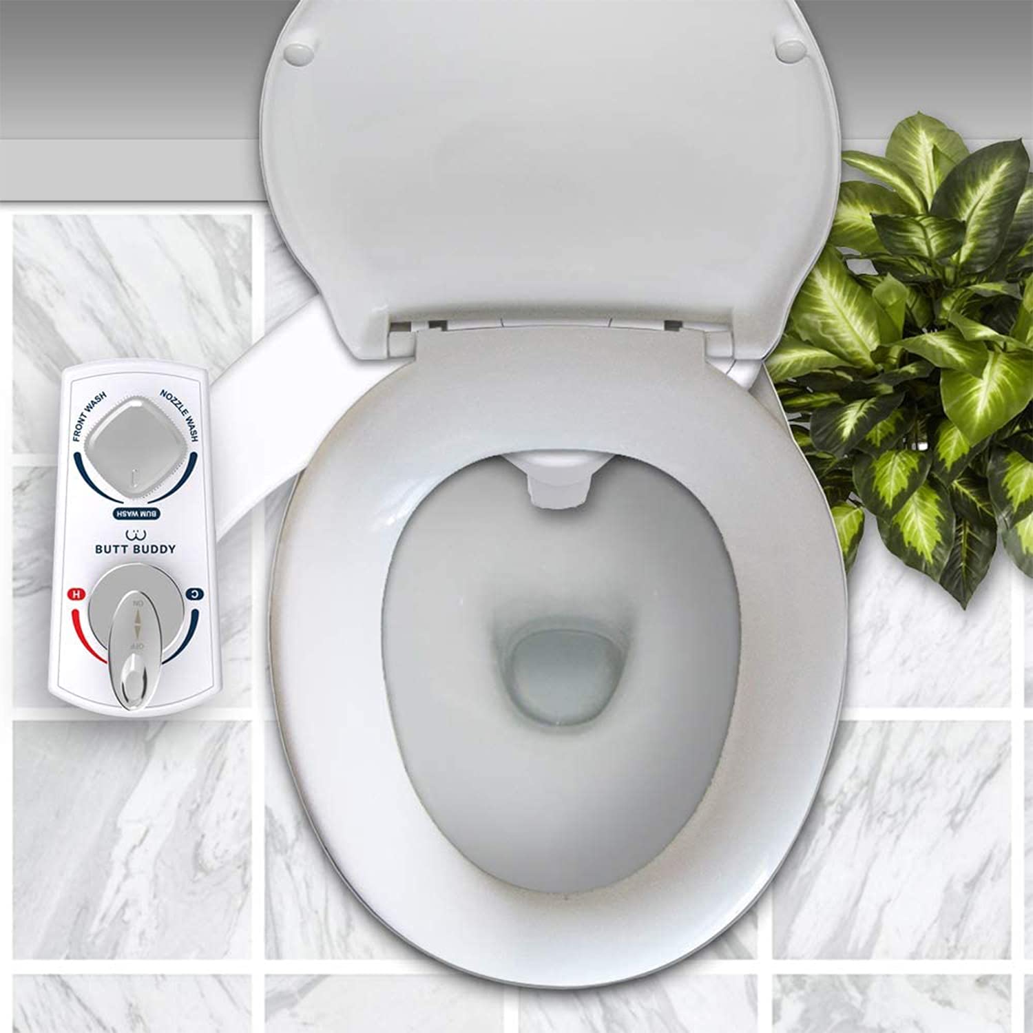 BUTT BUDDY Spa - Bidet Toilet Seat Attachment & Fresh Water Sprayer (Cool & Warm Temperature Control | Easy Setup, Universal Fit, Non-Electric | Dual-Nozzle Cleaning, Adjustable Pressure, Female Wash)