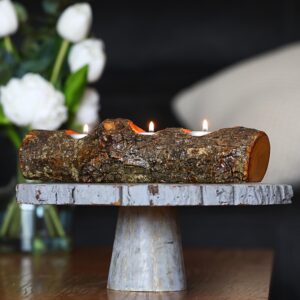 tree wood log branch tealight candle holder