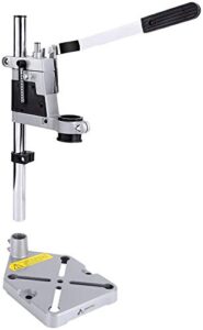 drill press stand, heavy duty universal bench clamp drill press table support tool adjustable benchtop single hole aluminum base workbench repair tool for hand drill