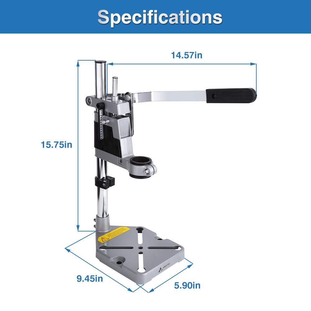 Drill Press Stand, Heavy Duty Universal Bench Clamp Drill Press Table Support Tool Adjustable Benchtop Single Hole Aluminum Base Workbench Repair Tool for Hand Drill