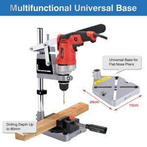 Drill Press Stand, Heavy Duty Universal Bench Clamp Drill Press Table Support Tool Adjustable Benchtop Single Hole Aluminum Base Workbench Repair Tool for Hand Drill