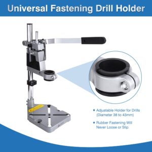 Drill Press Stand, Heavy Duty Universal Bench Clamp Drill Press Table Support Tool Adjustable Benchtop Single Hole Aluminum Base Workbench Repair Tool for Hand Drill