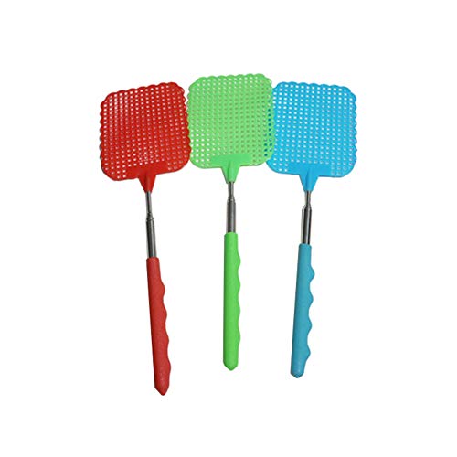 UUYYEO 3 Pcs Colorful Extendable Fly Swatter Plastic Large Fly Swatter Manual Swat Pest