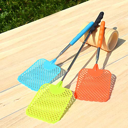 UUYYEO 3 Pcs Colorful Extendable Fly Swatter Plastic Large Fly Swatter Manual Swat Pest