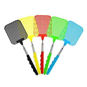 UUYYEO 3 Pcs Colorful Extendable Fly Swatter Plastic Large Fly Swatter Manual Swat Pest