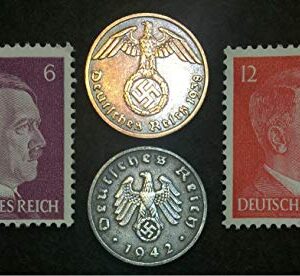 DE 1939 Rare WW2 German Coins & Unused Stamps World War 2 Authetic Artifacts Perfect Circulated Coins