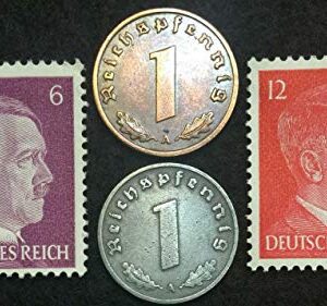 DE 1939 Rare WW2 German Coins & Unused Stamps World War 2 Authetic Artifacts Perfect Circulated Coins