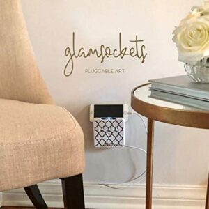 Glamsockets Decorative Wall Mount Surge Protector with 3 Outlets, Dual USB Charging Ports and Phone Holder - USB Charging Center/Multi Function Wall Tap (Carrara Marble)