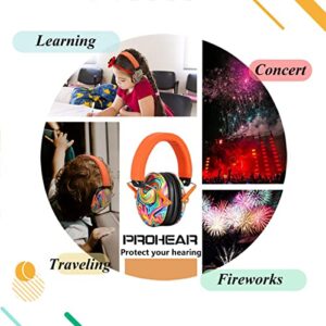 PROHEAR 032 Kids Ear Protection - Noise Cancelling Headphones Ear Muffs for Autism, Toddlers, Children - Orange