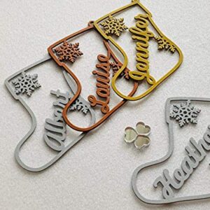 Personalized Christmas Name Ornament Custom Gift Name Tags Xmas Bauble Hanging Decorative Metal Acrylic Wood Stocking Present Tag Tree Decorations Handmade Label Party Favor First Laser Cut Snowflake