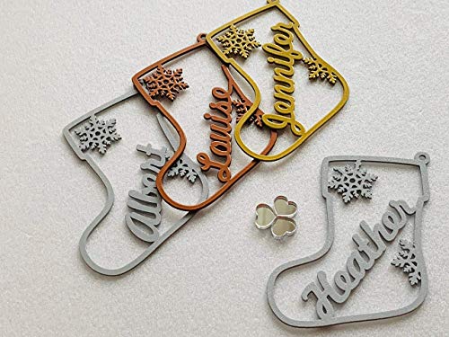 Personalized Christmas Name Ornament Custom Gift Name Tags Xmas Bauble Hanging Decorative Metal Acrylic Wood Stocking Present Tag Tree Decorations Handmade Label Party Favor First Laser Cut Snowflake