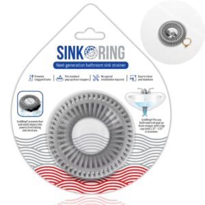 sinkring the ultimate bathroom sink drain protector hair catcher/strainer/snare (gray)