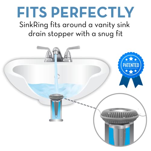 SINKRING The Ultimate Bathroom Sink Drain Protector Hair Catcher/Strainer/Snare (Gray)