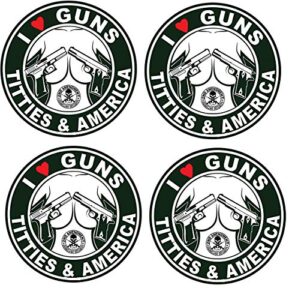 set of 4 pcs hard hat stickers love guns and titties american usa hardhat decals oilfield laborer electrician osha union