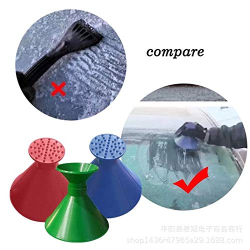 BeRicham 4 Pack Ice Scraper Snow Brush Car Windshield Snow Scraper Magic Funnel Snow Removal Tool Cone-Shaped Windshield Ice Scraper