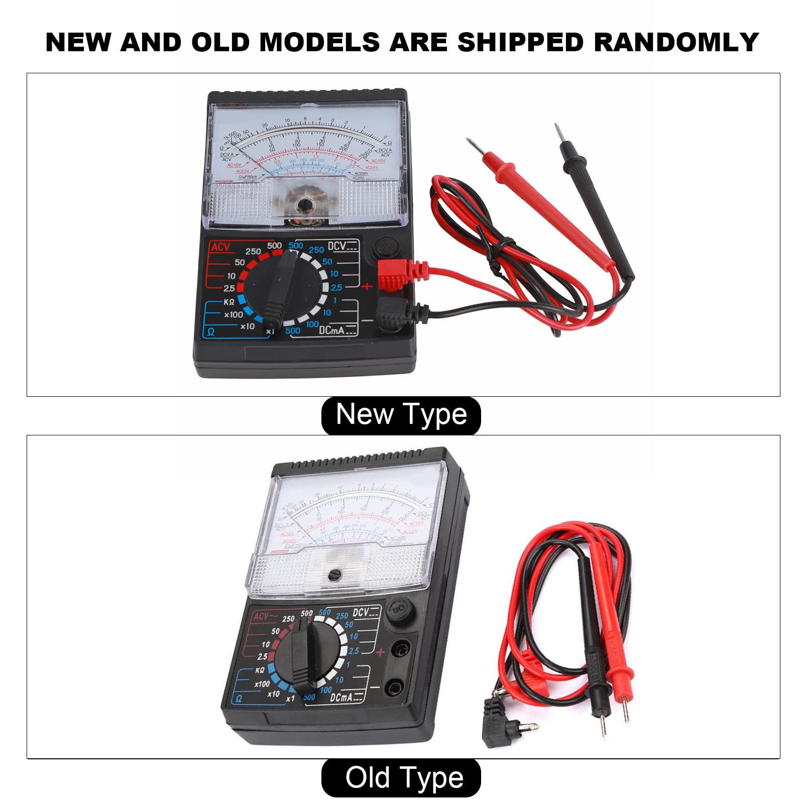 Analog Multimeter, 7 Function 18 Range, Handheld AC/DC 500V Voltmeter 500 mA DC Ammeter, Ohmmeter Decibels Resistance Capacitor Meter Powermeter with Test Leads