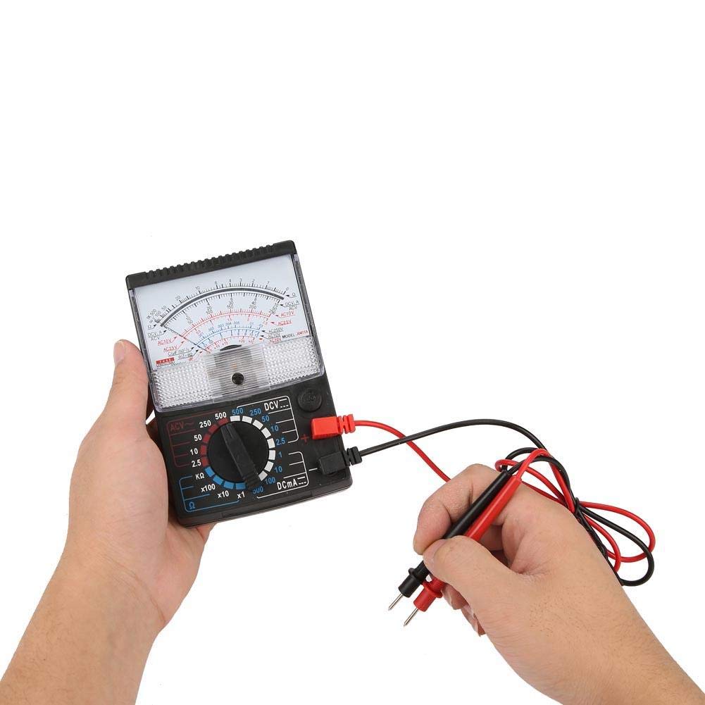 Analog Multimeter, 7 Function 18 Range, Handheld AC/DC 500V Voltmeter 500 mA DC Ammeter, Ohmmeter Decibels Resistance Capacitor Meter Powermeter with Test Leads