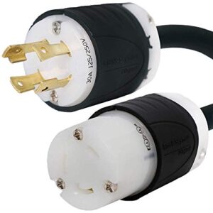 nema l14-30p to l6-30r power cord plug adapter - 6 foot, 30a, 10 awg, 125/250v - iron box part # ibx-4489-06 (6 ft, custom)