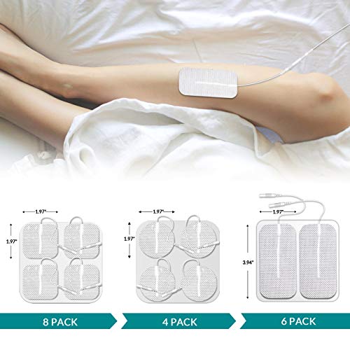 DONECO TENS Unit Pads 18 Pcs Replacement Pads Electrode Patches for Electrotherapy, 2"X4" 6 Pcs, 2"X2" 8 Pcs and 2" Circular 4 Pcs TENS Re-usable Electrode Pads